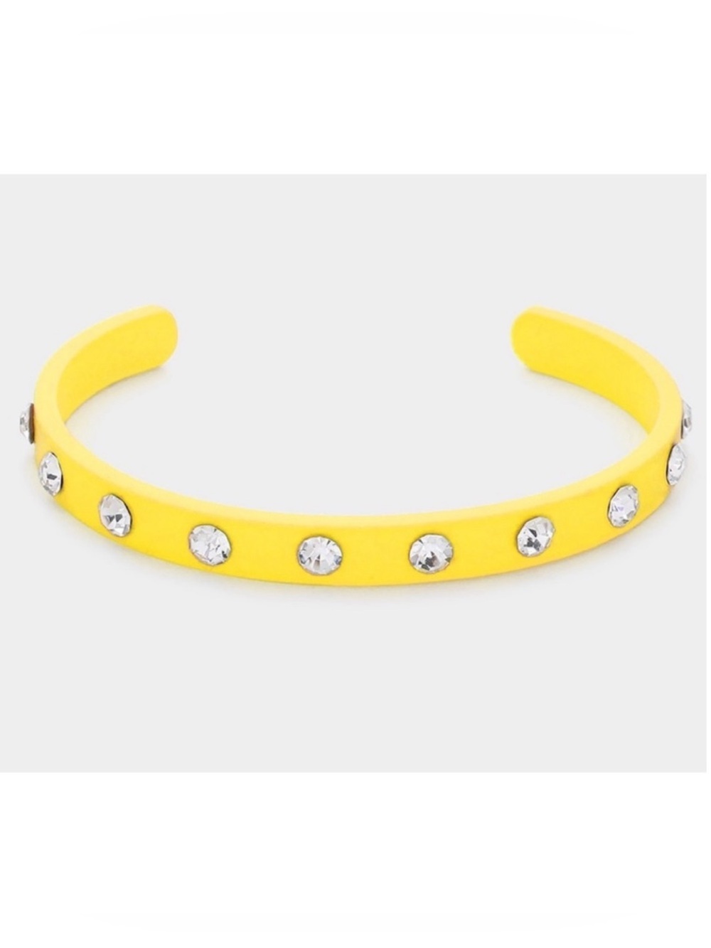 Rhinestone embellished yellow cuff bracelet